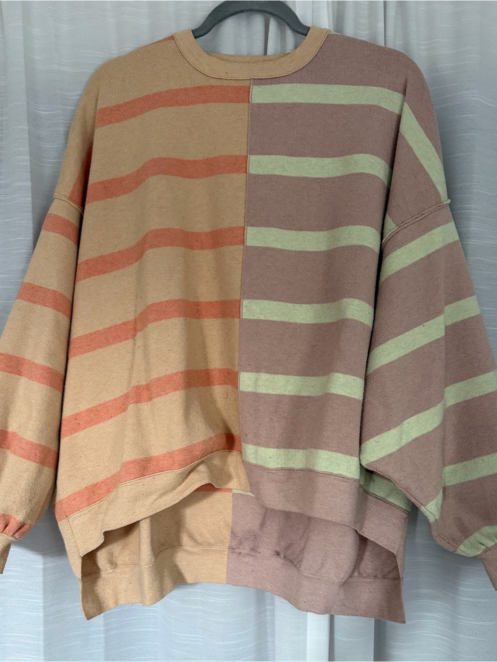 Free People XS Oversized Colorblock Striped Pullover Sweatshirt